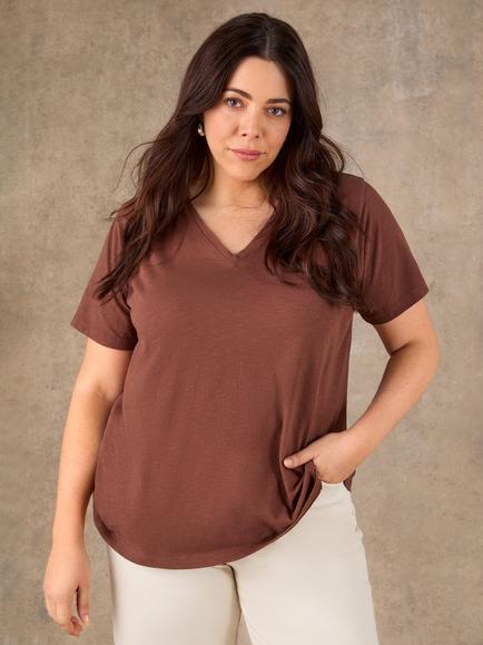 Live Unlimited V-Neck T-Shirt, Brown, Brown