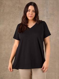 Live Unlimited V-Neck Longline Slub T-Shirt, Black