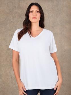 Live Unlimited V-Neck Longline Slub T-Shirt, White