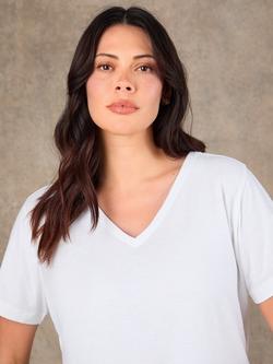 Live Unlimited V-Neck Longline Slub T-Shirt - view 2, White