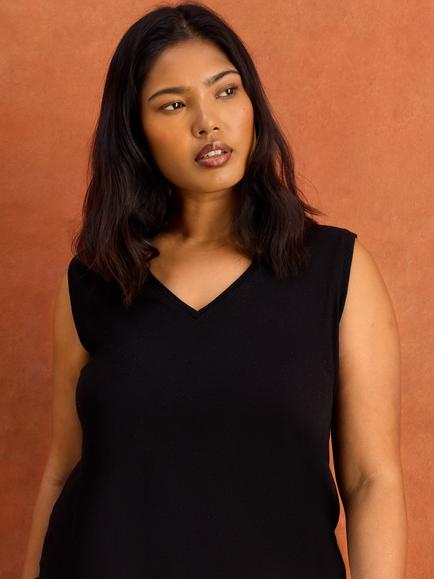 Live Unlimited V-Neck Vest Top, Black - view 2, Black