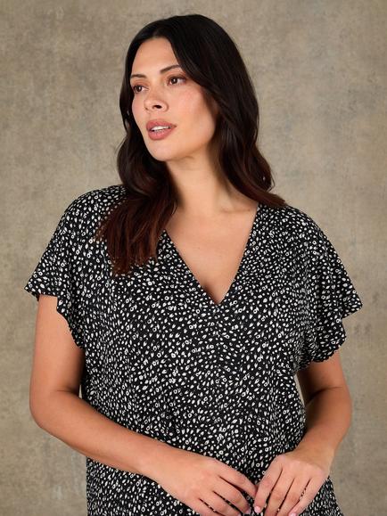 Live Unlimited Ditsy Print Panel Detail Top, Black - view 2, Black