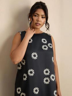 Live Unlimited Floral Side Split Tunic Top, Black - view 2, Black