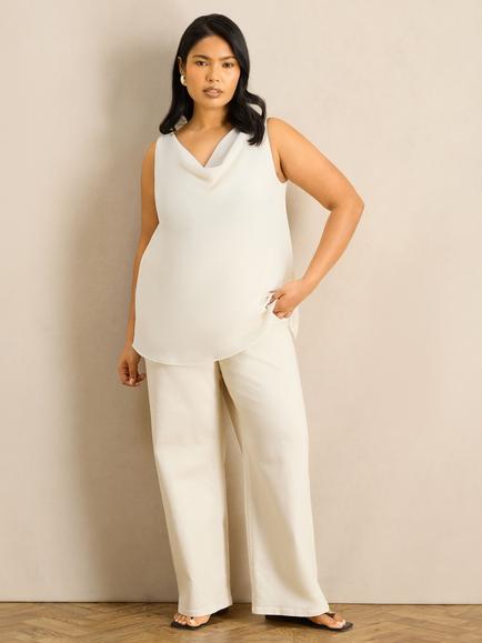Live Unlimited Cowl Neck Vest Top, White - view 2, White