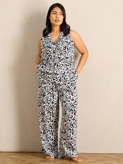 Live Unlimited Leaves Wide Leg Trousers, Black, Black