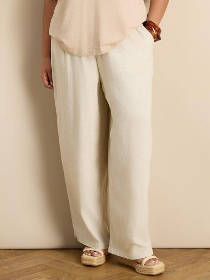 Live Unlimited Drawstring Linen Blend Trousers, Natural - view 2, Natural