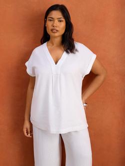 Live Unlimited Linen Blend Cropped Trousers, White - view 2, White