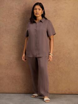 Live Unlimited Mid Rise Stripe Wide Leg Trousers, Brown, Brown