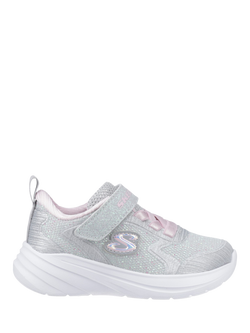 Skechers Kids' Wave 92 Sparkle Mesh Trainers, Light Grey, Light Grey