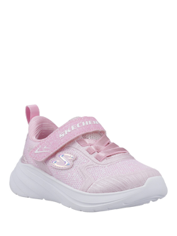 Skechers Kids' Wave 92 Sparkle Mesh Trainers, Light Pink - view 2, Light Pink