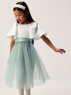 Monsoon Kids' Angelica Tulle Bridesmaid Dress, Sage, Sage