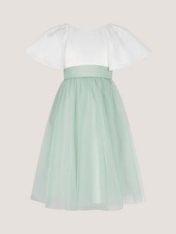 Monsoon Kids' Angelica Tulle Bridesmaid Dress, Sage - view 2, Sage