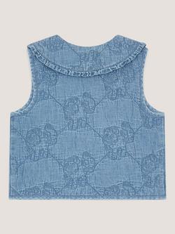 Monsoon x My Little Pony Kids' Chambray Waistcoat, Blue - view 2, Blue