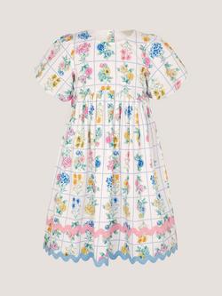 Monsoon Kids' Bonnie Floral Dress, White/Multi, White/Multi