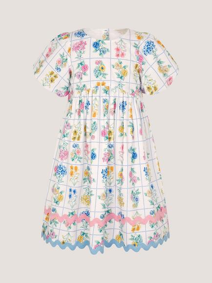 Monsoon Kids' Bonnie Floral Dress, White/Multi, White/Multi