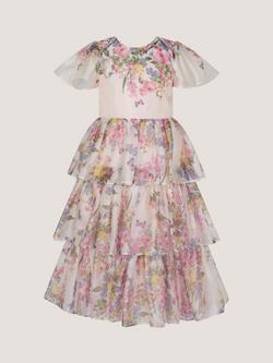 Monsoon Kids' Botanical Tiered Party Dress, Multi, Multi