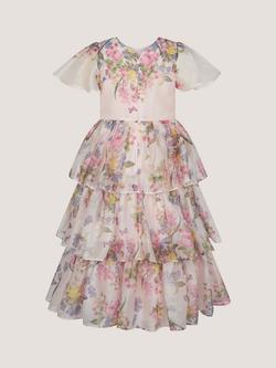 Monsoon Kids' Botanical Tiered Party Dress, Multi - view 2, Multi