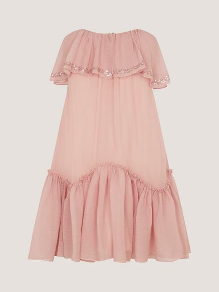 Monsoon Kids' Elena Party Dress, Pale Pink - view 2, Pale Pink
