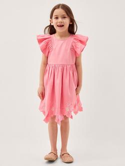 Monsoon Kids' Flutter Sleeve Sequin Dress, Pink, Pink