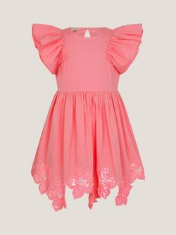 Monsoon Kids' Flutter Sleeve Sequin Dress, Pink - view 2, Pink