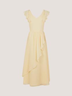 Monsoon Kids' Asymmetrical Frill Prom Dress, Lemon - view 2, Lemon