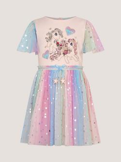 Monsoon x My Little Pony Kids' Disco Dress, Pink/Multi - view 2, Pink/Multi
