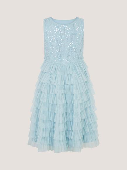 Monsoon Kids' Taylor Sleeveless Floral Lace Party Dress - view 2, Blue