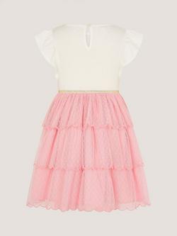 Monsoon Kids' Tulip Tiered Disco Dress, Pink - view 2, Pink