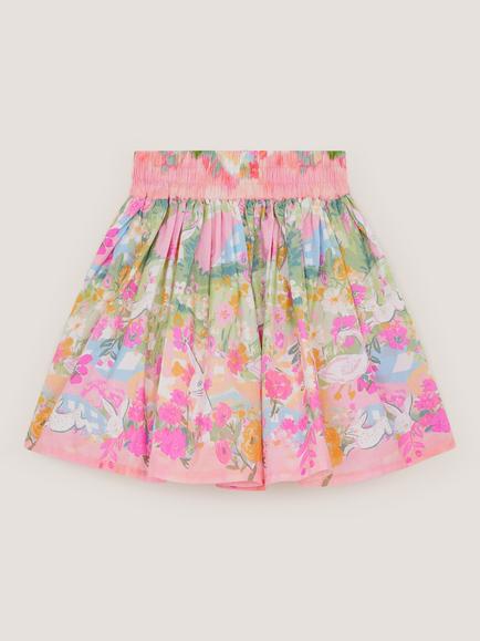 Monsoon Kids' Cotton Bunny Print Flared Skirt, Yellow, Yellow