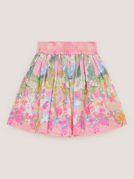 Monsoon Kids' Cotton Bunny Print Flared Skirt, Yellow - view 2, Yellow