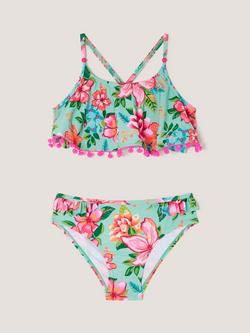 Monsoon Kids' Floral Bikini Set, Aqua, Aqua