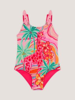 Monsoon Kids' Giraffe Print Swimsuit, Orange, Orange