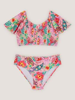 Monsoon Kids' Paisley Short Sleeve Bikini Set, Multi, Multi