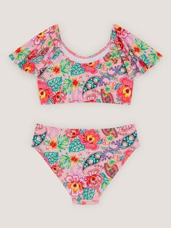 Monsoon Kids' Paisley Short Sleeve Bikini Set, Multi - view 2, Multi