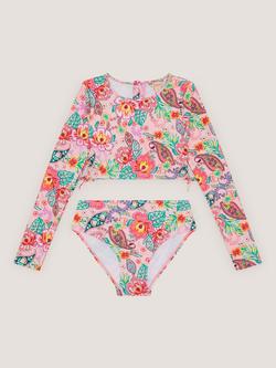 Monsoon Kids' UV Paisley Long Sleeve Bikini Set, Multi, Multi