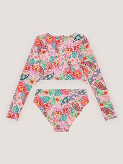 Monsoon Kids' UV Paisley Long Sleeve Bikini Set, Multi - view 2, Multi