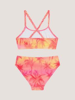 Monsoon Kids' Palm Print Braided Strap Bikini Set, Orange - view 2, Orange