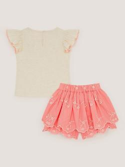 Mosoon Kids' Cotton Bunny T-Shirt & Broderie Skort Set, Pink - view 2, Pink