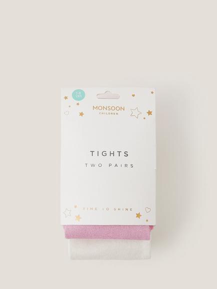 Monsoon Kids' Frosted Tights, Pack of 2, Multi - view 2, Multi