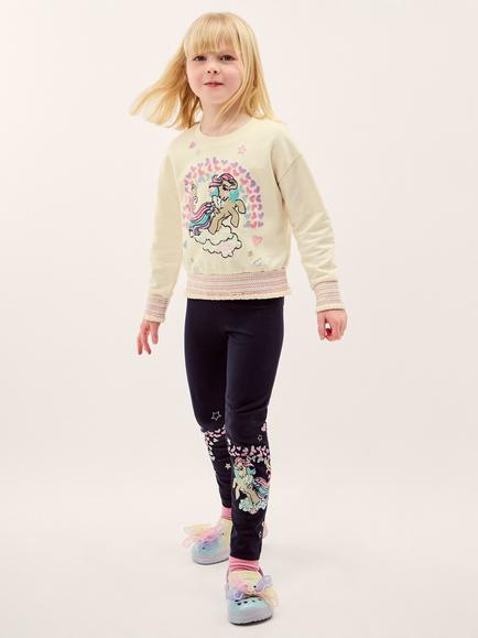 Monsoon x My Little Pony Kids' Embroidered Leggings, Navy/Multi, Navy/Multi