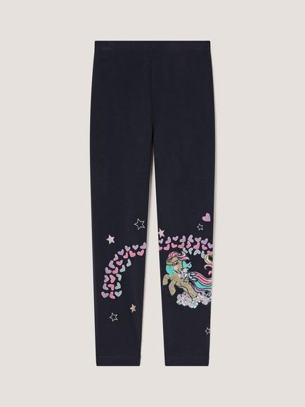 Monsoon x My Little Pony Kids' Embroidered Leggings, Navy/Multi - view 2, Navy/Multi