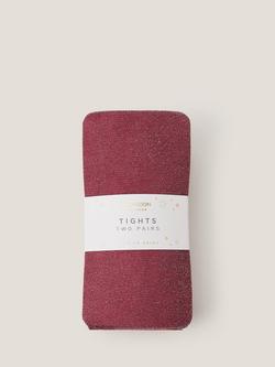 Monsoon Lids' Glitter Tights, Pack of 2 - view 2, Cherry