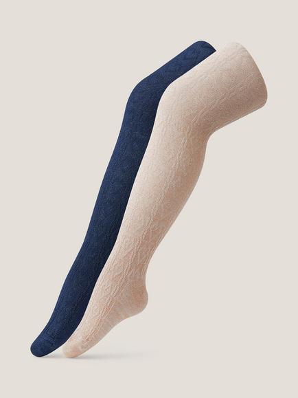Monsoon Kids' Cable Knit Heart Tights, Pack of 2, Multi, Multi