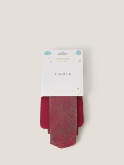 Monsoon Kids' Glitter Tights, Cherry - view 2, Cherry