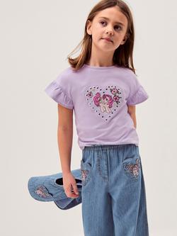 Monsoon x My Little Pony Kids' Cotton Embroidered T-Shirt, Lilac/Multi