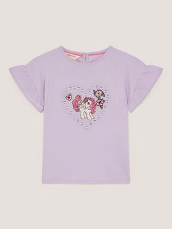 Monsoon x My Little Pony Kids' Cotton Embroidered T-Shirt - view 2, Lilac/Multi