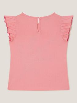 Monsoon Kids' Cotton Tulip Embroidered Bow T-Shirt, Pink - view 2, Pink