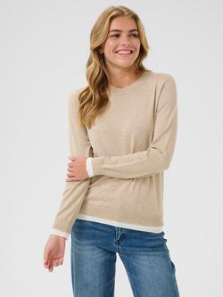 KAFFE Lizza Crew Neck Jumper, Feather Grey Melange, Feather Grey Melange