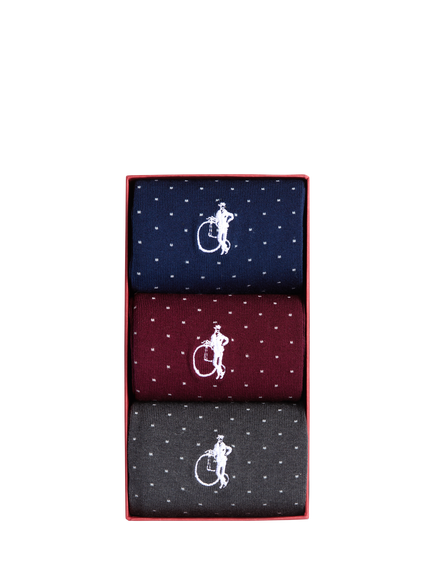 London Sock Company Spots Cotton Blend Socks, Pack of 3, Mixed, Mixed