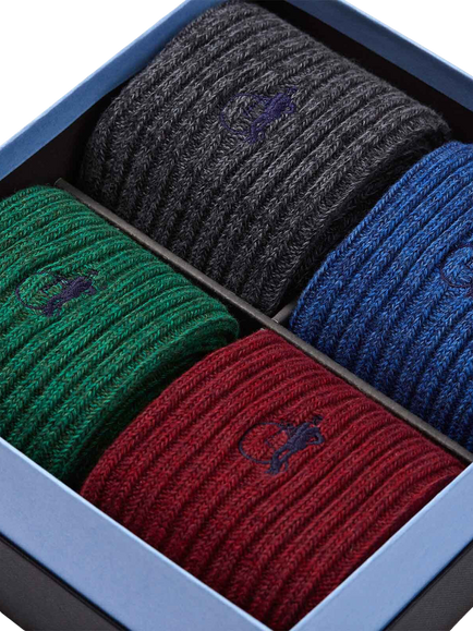 London Sock Company Kew Cotton Blend Socks, Pack of 4, Mixed, Mixed